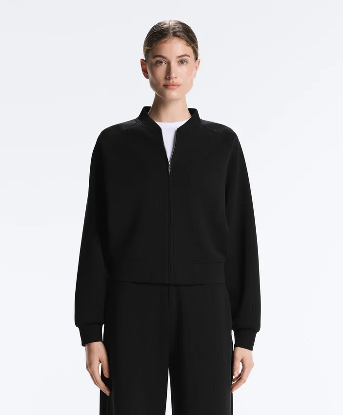 Casaco bomber às riscas com modal Soft Touch Casaco bomber às riscas com modal Soft Touch