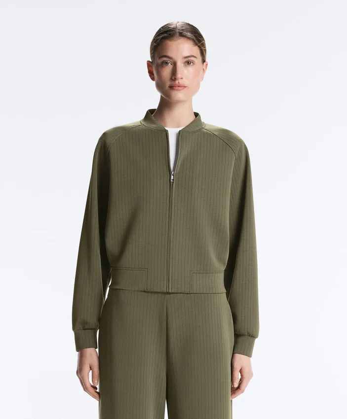 Casaco bomber às riscas com modal Soft Touch Casaco bomber às riscas com modal Soft Touch