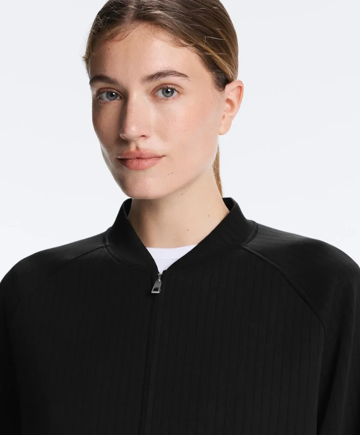 Casaco bomber às riscas com modal Soft Touch Casaco bomber às riscas com modal Soft Touch