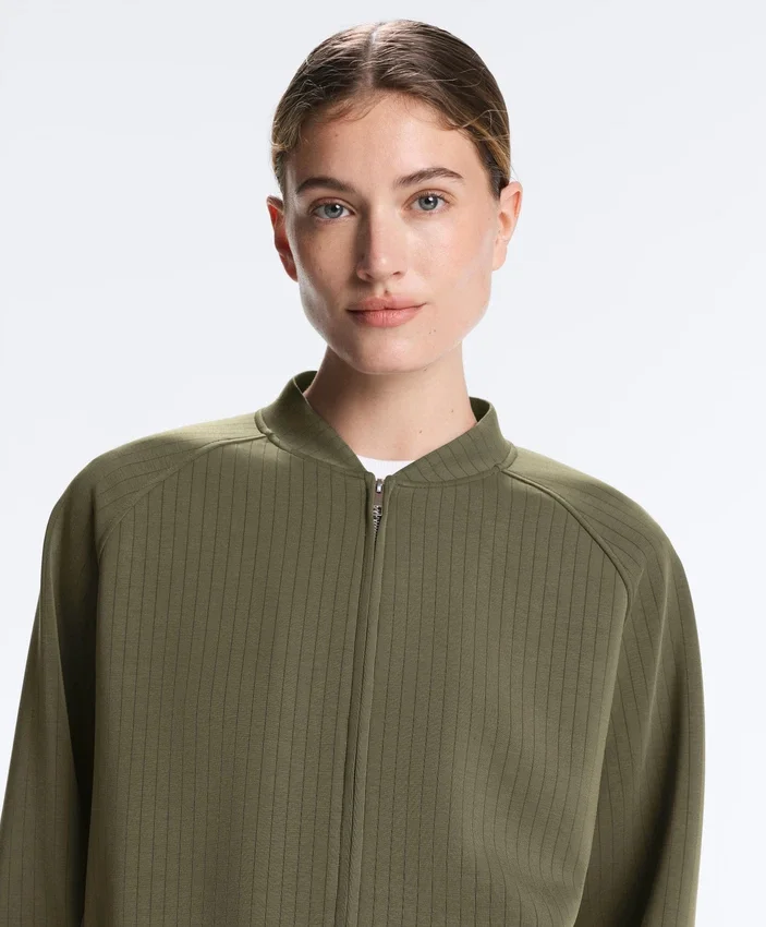Casaco bomber às riscas com modal Soft Touch Casaco bomber às riscas com modal Soft Touch