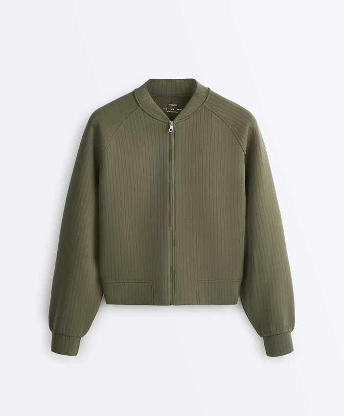 Casaco bomber às riscas com modal Soft Touch Casaco bomber às riscas com modal Soft Touch