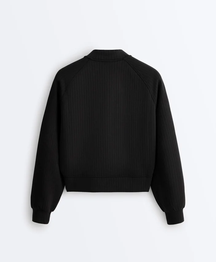 Casaco bomber às riscas com modal Soft Touch Casaco bomber às riscas com modal Soft Touch