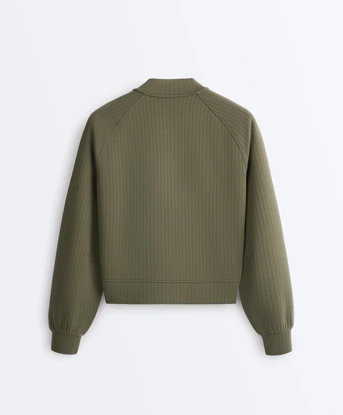 Casaco bomber às riscas com modal Soft Touch Casaco bomber às riscas com modal Soft Touch