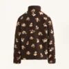 Casaco com estampado floral em imitação de casacos de pelo de carneiro