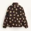 Casaco com estampado floral em imitação de casacos de pelo de carneiro