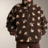 Casaco com estampado floral em imitação de casacos de pelo de carneiro