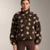 Casaco com estampado floral em imitação de casacos de pelo de carneiro
