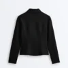 Casaco com peplum com efeito neoprene e canelado Casaco com peplum com efeito neoprene e canelado