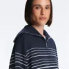 Casaco comprido com riscas marinhas e modal Soft Touch Casaco comprido com riscas marinhas e modal Soft Touch
