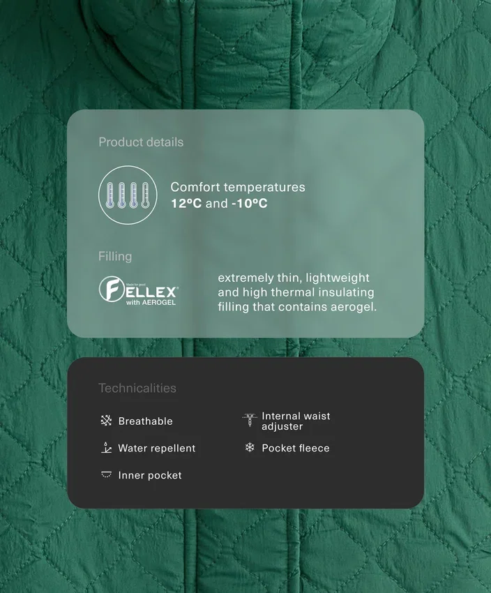 Casaco curto acolchoado com Fellex® Aerogel Casaco curto acolchoado com Fellex® Aerogel