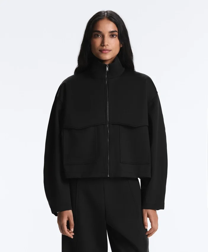 Casaco de corte reto com efeito neoprene Casaco de corte reto com efeito neoprene