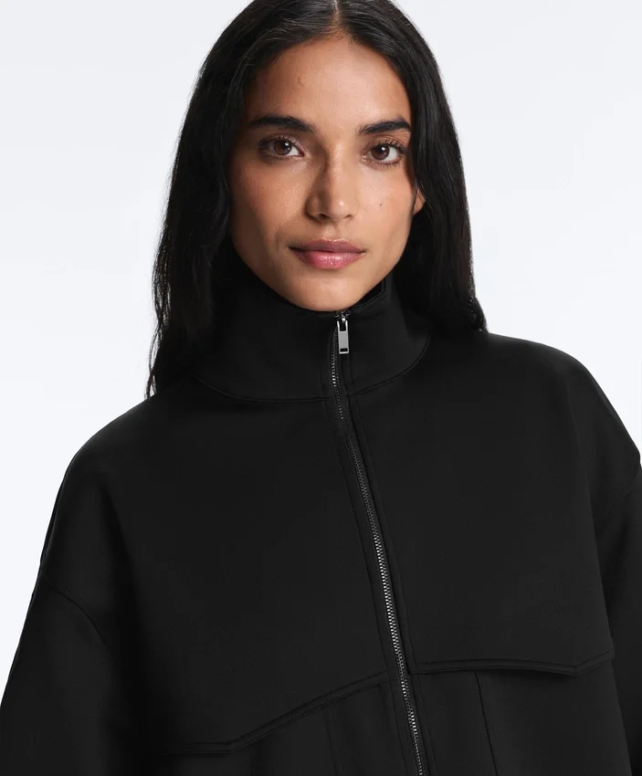 Casaco de corte reto com efeito neoprene Casaco de corte reto com efeito neoprene