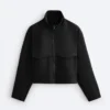 Casaco de corte reto com efeito neoprene Casaco de corte reto com efeito neoprene