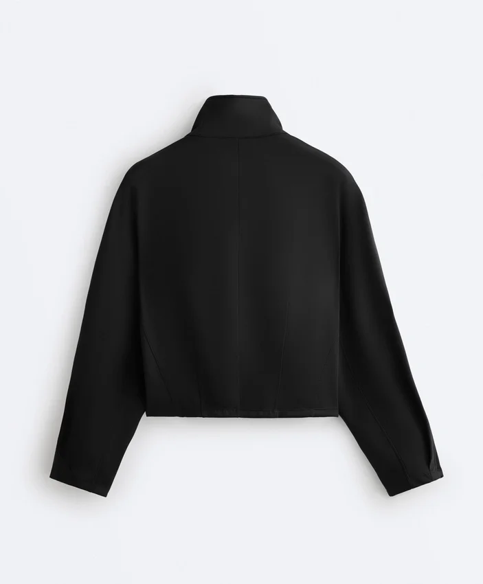 Casaco de corte reto com efeito neoprene Casaco de corte reto com efeito neoprene