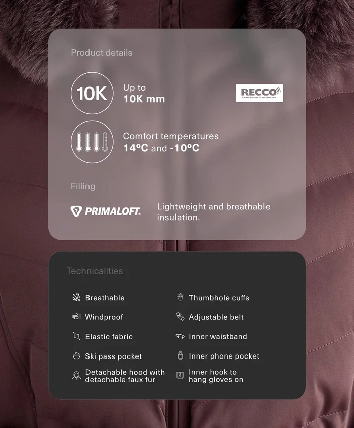 Casaco de esqui Primaloft® resistente à água e com corte justo Casaco de esqui Primaloft® resistente à água e com corte justo