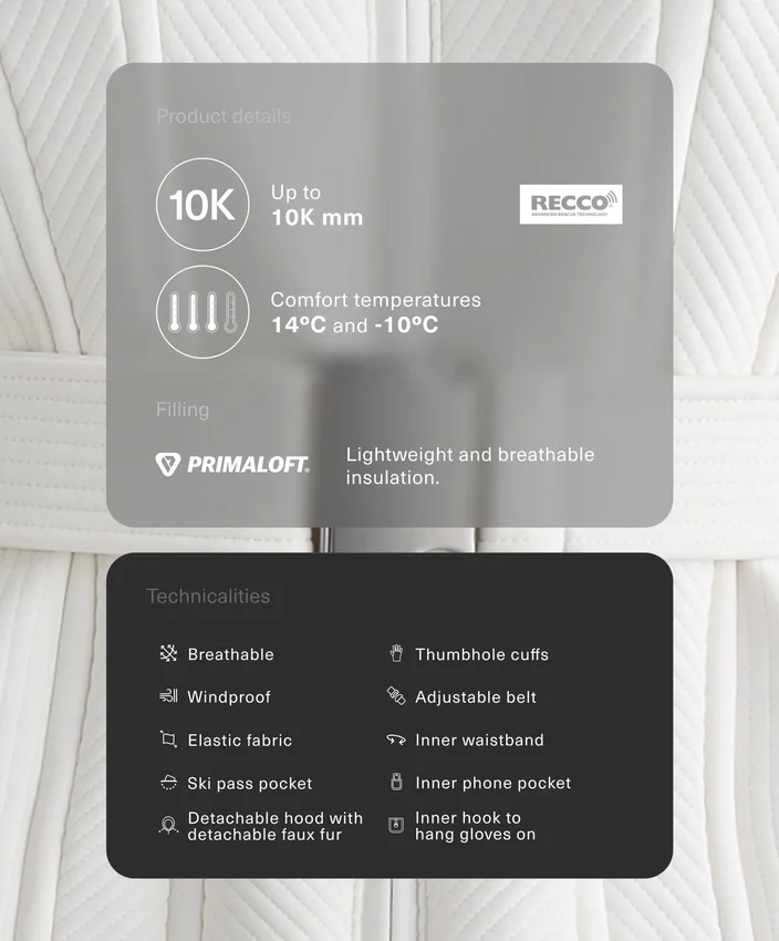Casaco de esqui Primaloft® resistente à água e com corte justo Casaco de esqui Primaloft® resistente à água e com corte justo