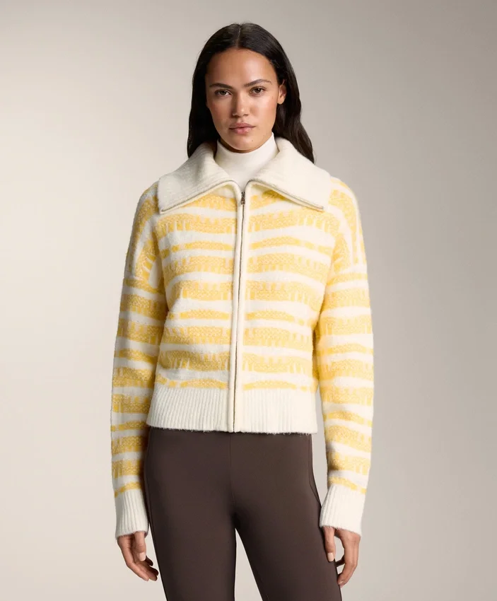 Casaco de malha jacquard às riscas Casaco de malha jacquard às riscas