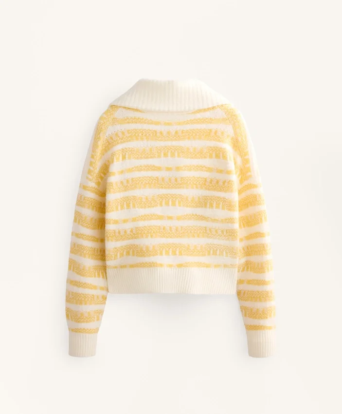 Casaco de malha jacquard às riscas Casaco de malha jacquard às riscas