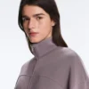Casaco em modal Soft Touch com cintura ajustável e gola alta Casaco em modal Soft Touch com cintura ajustável e gola alta