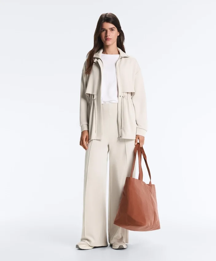 Casaco longo de Soft Touch com modal e bolsos Casaco longo de Soft Touch com modal e bolsos