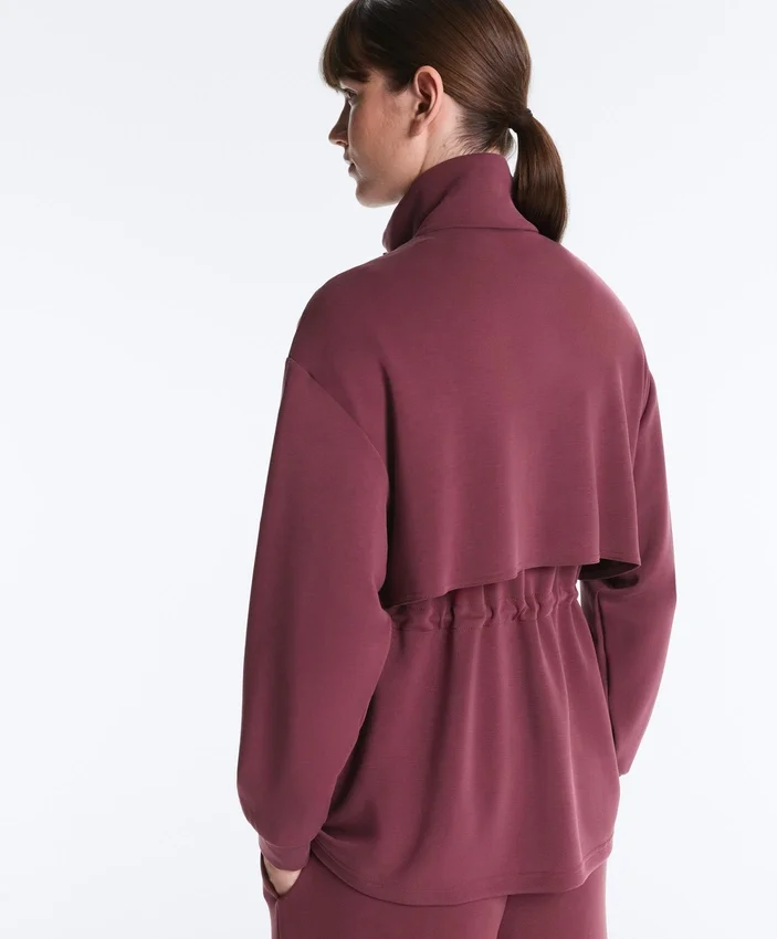 Casaco longo de Soft Touch com modal e bolsos Casaco longo de Soft Touch com modal e bolsos