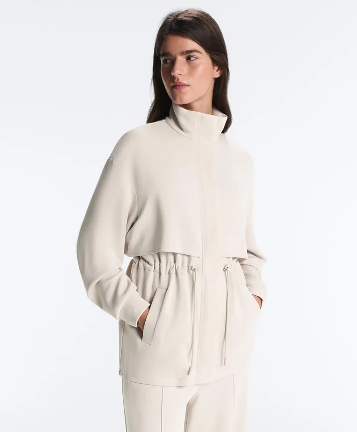 Casaco longo de Soft Touch com modal e bolsos Casaco longo de Soft Touch com modal e bolsos
