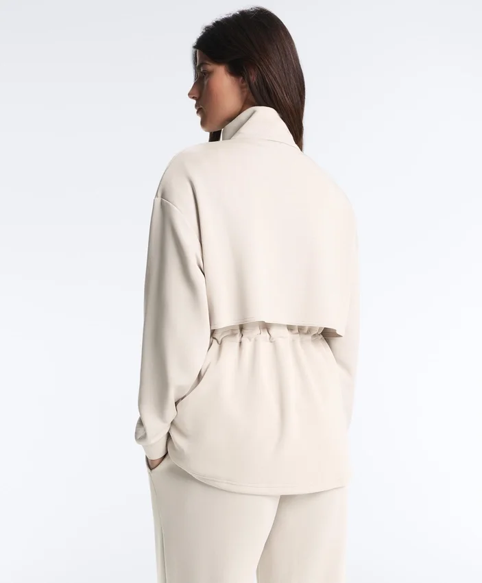 Casaco longo de Soft Touch com modal e bolsos Casaco longo de Soft Touch com modal e bolsos
