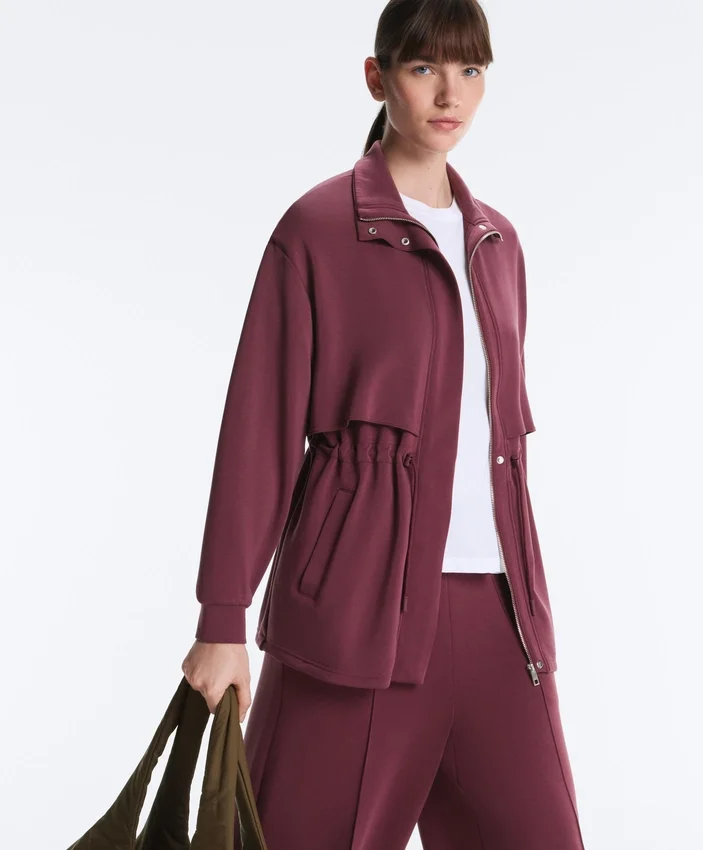 Casaco longo de Soft Touch com modal e bolsos Casaco longo de Soft Touch com modal e bolsos