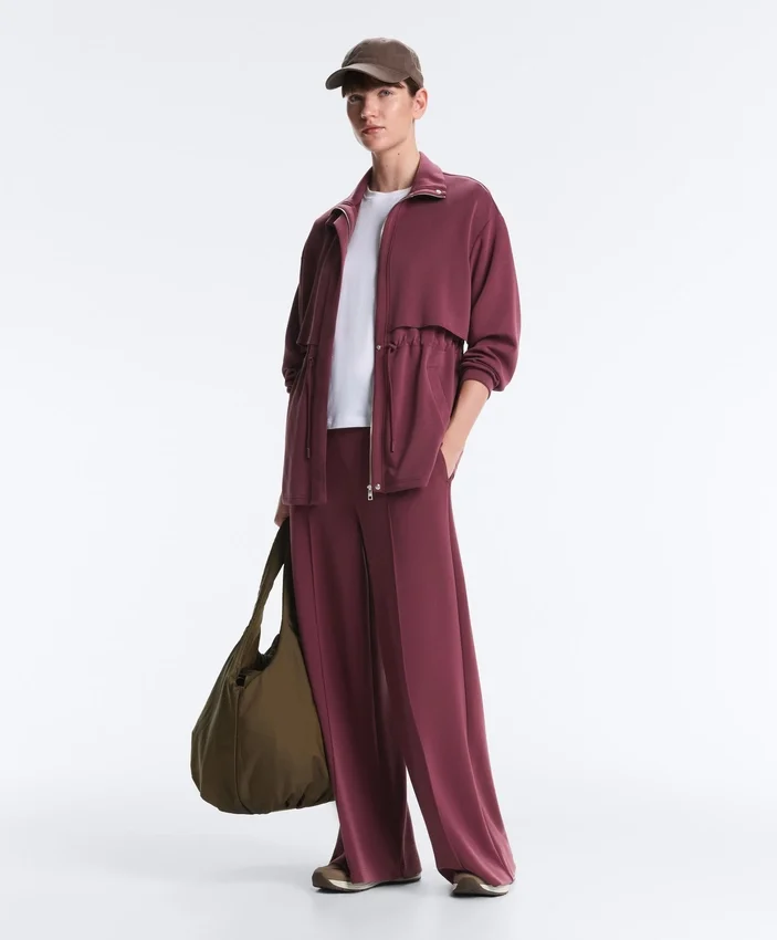 Casaco longo de Soft Touch com modal e bolsos Casaco longo de Soft Touch com modal e bolsos