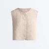 Colete acolchoado com padrão xadrez floral Colete acolchoado com padrão xadrez floral