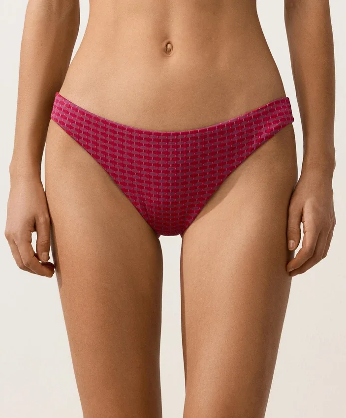 Cueca clássica de biquíni em jacquard geométrico Cueca clássica de biquíni em jacquard geométrico