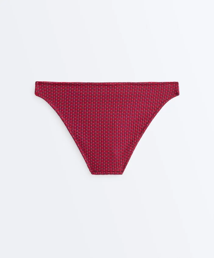 Cueca clássica de biquíni em jacquard geométrico Cueca clássica de biquíni em jacquard geométrico