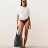 Cueca de biquíni brasileiro com corte em U em jacquard de mini xadrez Cueca de biquíni brasileiro com corte em U em jacquard de mini xadrez