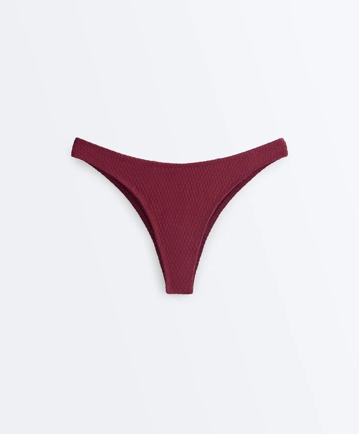 Cueca de biquíni brasileiro com corte em U em jacquard de mini xadrez Cueca de biquíni brasileiro com corte em U em jacquard de mini xadrez