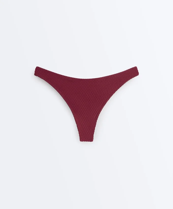 Cueca de biquíni brasileiro com corte em U em jacquard de mini xadrez Cueca de biquíni brasileiro com corte em U em jacquard de mini xadrez