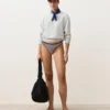 Cueca de biquíni clássica com riscas texturizadas