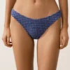 Cueca de biquíni com corte em U e cobertura média em xadrez Cueca de biquíni com corte em U e cobertura média em xadrez