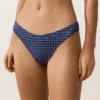 Cueca de biquíni com corte em U e cobertura média em xadrez Cueca de biquíni com corte em U e cobertura média em xadrez