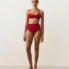 Cueca de biquíni de cintura alta com textura waffle Cueca de biquíni de cintura alta com textura waffle