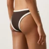 Cueca de biquíni de cobertura média com corte em U e acabamento contrastante