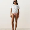 Cueca de biquíni de cobertura média com corte em U e acabamento contrastante Cueca de biquíni de cobertura média com corte em U e acabamento contrastante