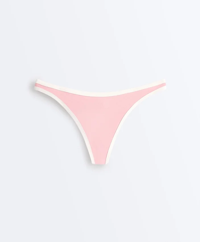 Cueca de biquíni de cobertura média com corte em U e acabamento contrastante Cueca de biquíni de cobertura média com corte em U e acabamento contrastante