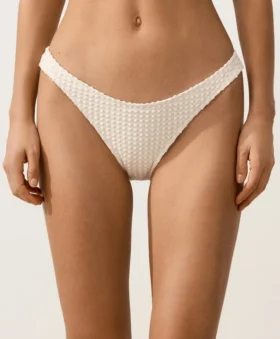 Cueca de biquíni de cobertura média com corte em U e croché com textura bolha Cueca de biquíni de cobertura média com corte em U e croché com textura bolha