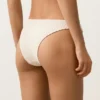 Cueca de biquíni de cobertura média com corte em U e croché com textura bolha