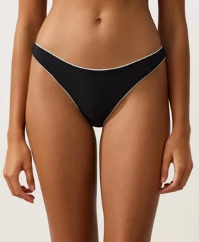 Cueca de biquíni de cobertura média com corte em U e debrum Cueca de biquíni de cobertura média com corte em U e debrum