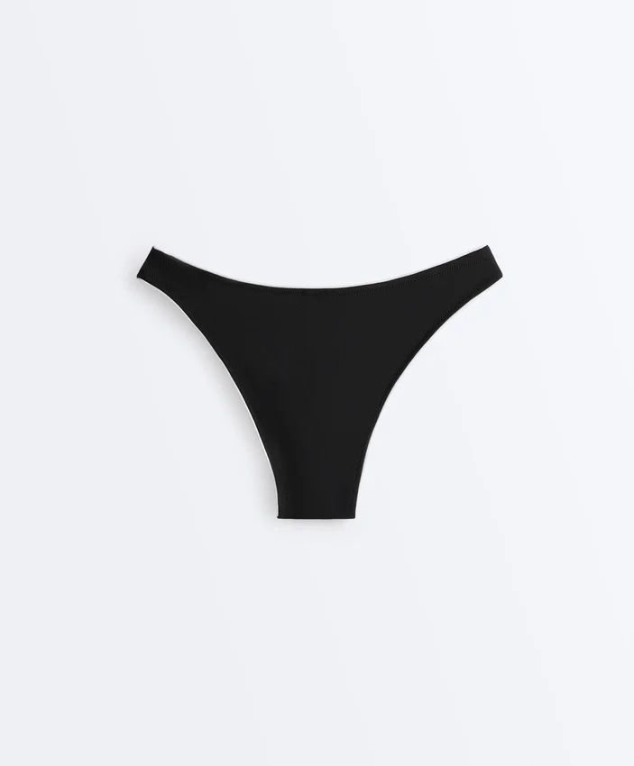 Cueca de biquíni de cobertura média com corte em U e debrum Cueca de biquíni de cobertura média com corte em U e debrum