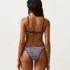 Cueca de biquíni de cobertura média com corte em U e riscas texturadas Cueca de biquíni de cobertura média com corte em U e riscas texturadas