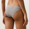 Cueca de biquíni de cobertura média com corte em U às riscas Cueca de biquíni de cobertura média com corte em U às riscas