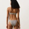 Cueca de biquíni de cobertura média com corte em U às riscas Cueca de biquíni de cobertura média com corte em U às riscas