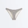 Cueca de biquíni de cobertura média com corte em U às riscas Cueca de biquíni de cobertura média com corte em U às riscas